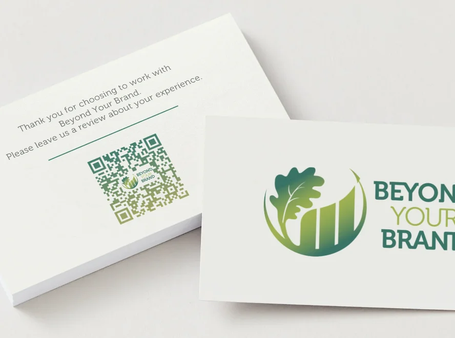 Design of business card for Beyond Your Brand to ask for a review