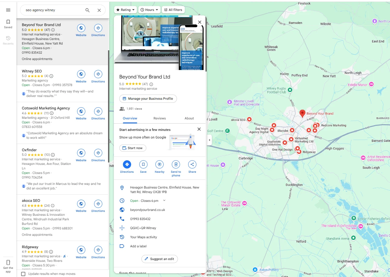Google maps search for 
