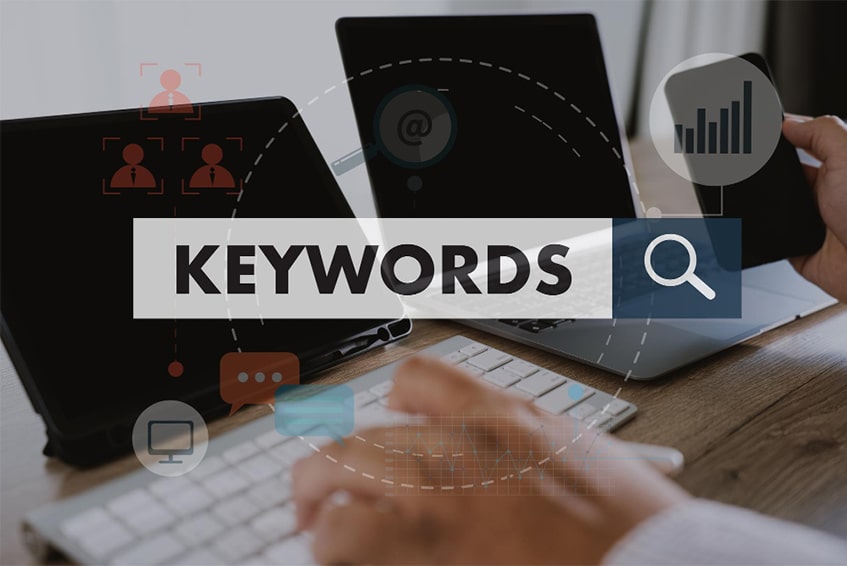 Keywords on laptop