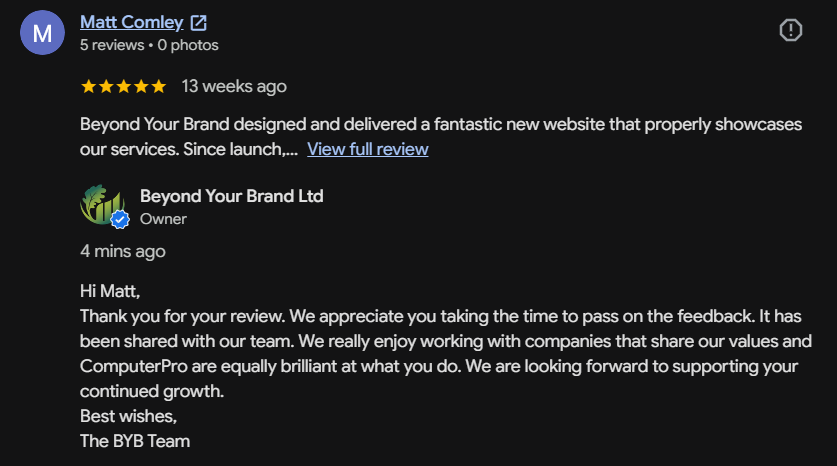 Google review example