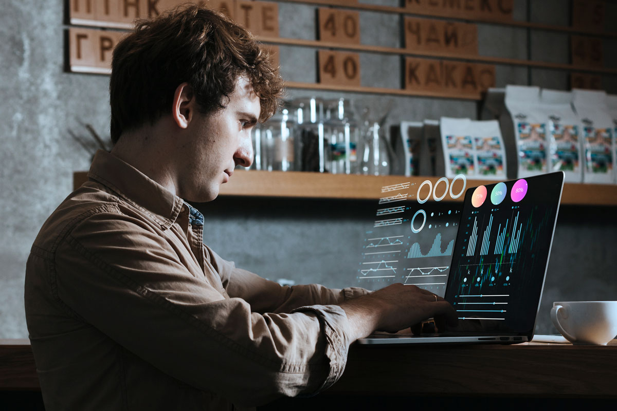Web developer working on the user interface of a website