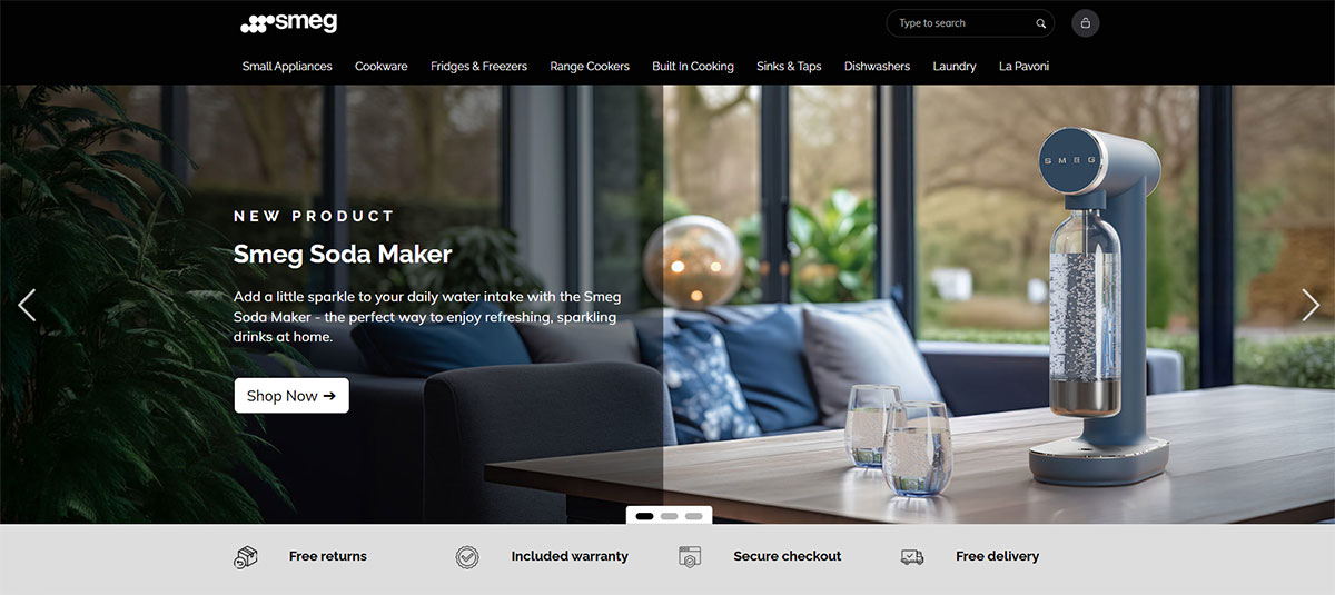 A screenshot of the Smeg UK eCommerce website.