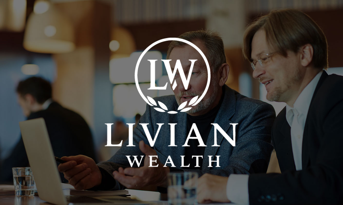 Livian Wealth branding displayed over an image of financial advisers meeting with a client