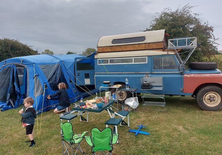 Sam's camping setup