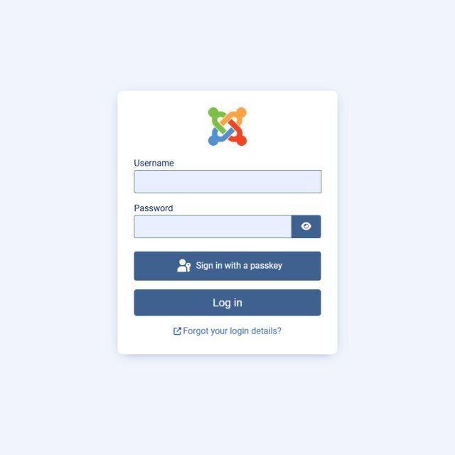 joomla login screen