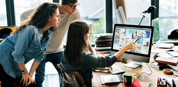 Digital agency staff working on a project