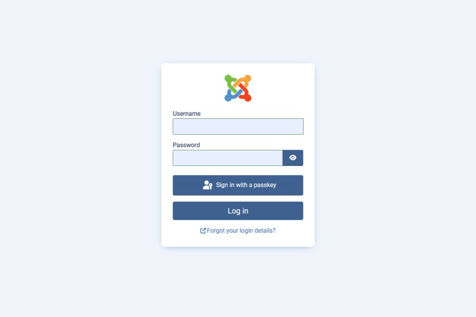 joomla login screen