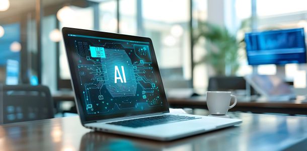 Computer in Office Running AI Software