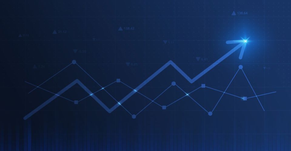 An Arrow Graph on a blue background