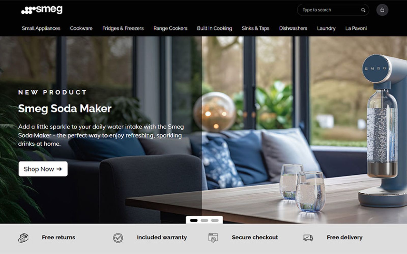 A screenshot of the Smeg UK eCommerce website.